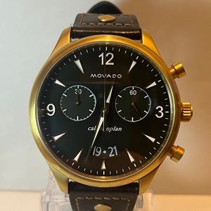 movado mens large watch calendoplan chronograph sapphire crystal brand new